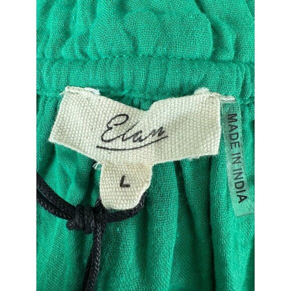 New Elan Green Halter Vneck Button Front Cotton Cover-Up Minidress Women Size L - Picture 6 of 8